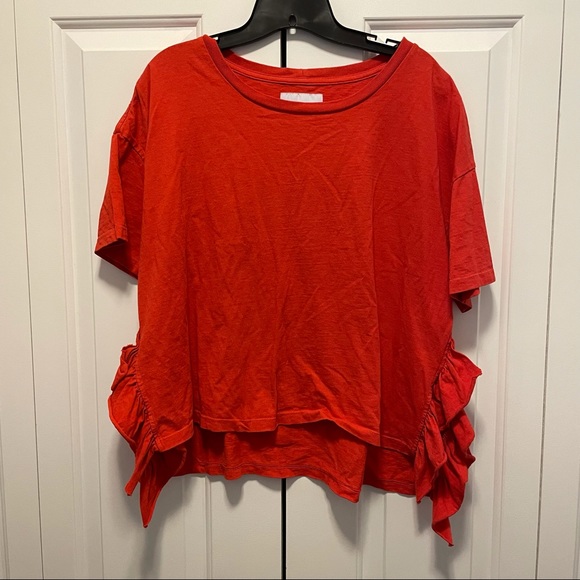 EUC! Current/Elliot Tee Bright Coral Color, flutter details at the sides size M - Picture 1 of 9